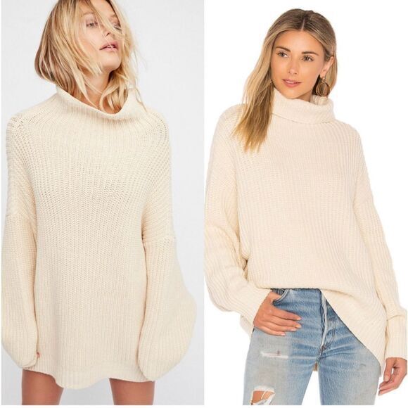 Free People Sweaters - Free People Swim Too Deep Pullover Sweater Ivory Large Oversized Chunky Knit